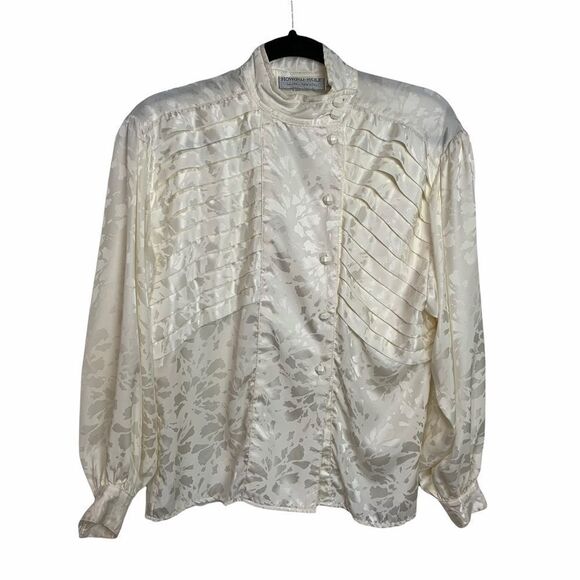 Vintage Howard Wolf Cottage Core, Western Style Cream Satin Blouse (N5) - Picture 5 of 7